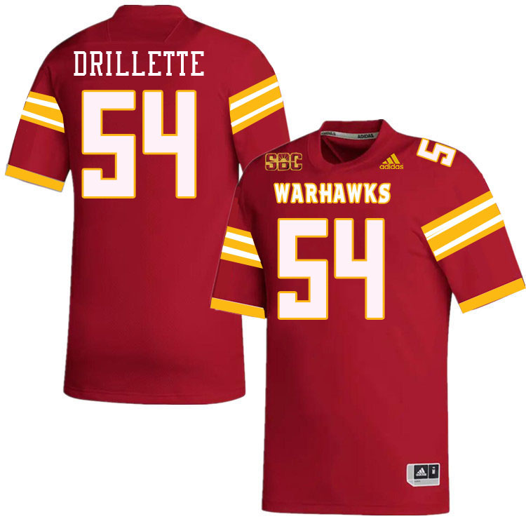 #54 Brett Drillette Louisiana-Monroe Warhawks College Football Jerseys Stitched-Red